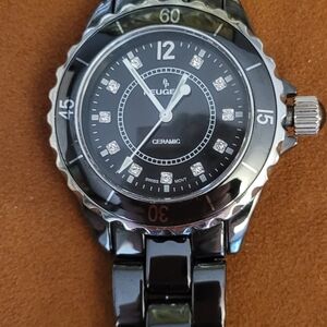 Women's Peugeot Swiss Ceramic Black Dial Watch